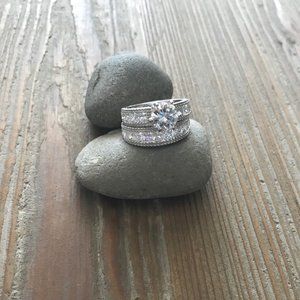 New 925 Sterling Silver Women CZ Wedding Ring Sz 8